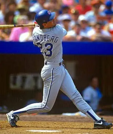 RYNE SANDBERG Chicago Cubs 1990 Away Majestic Baseball Throwback Jersey 