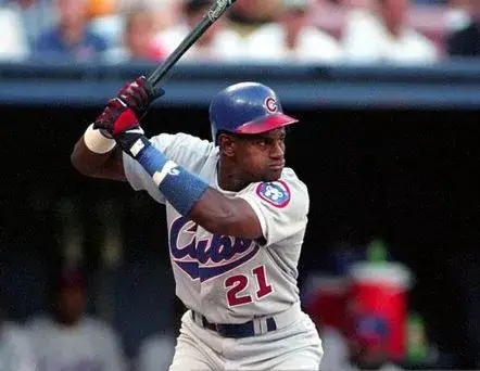 SAMMY SOSA Chicago Cubs 1996 Majestic Throwback Away Baseball Jersey 