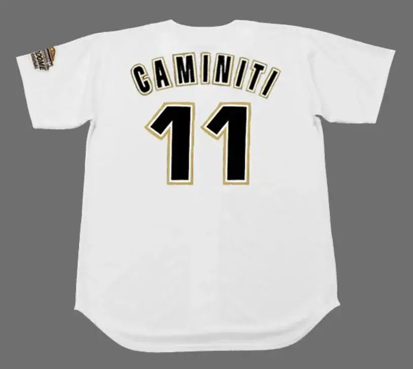 KEN CAMINITI Houston Astros 1994 Majestic Throwback Home Baseball Jersey 