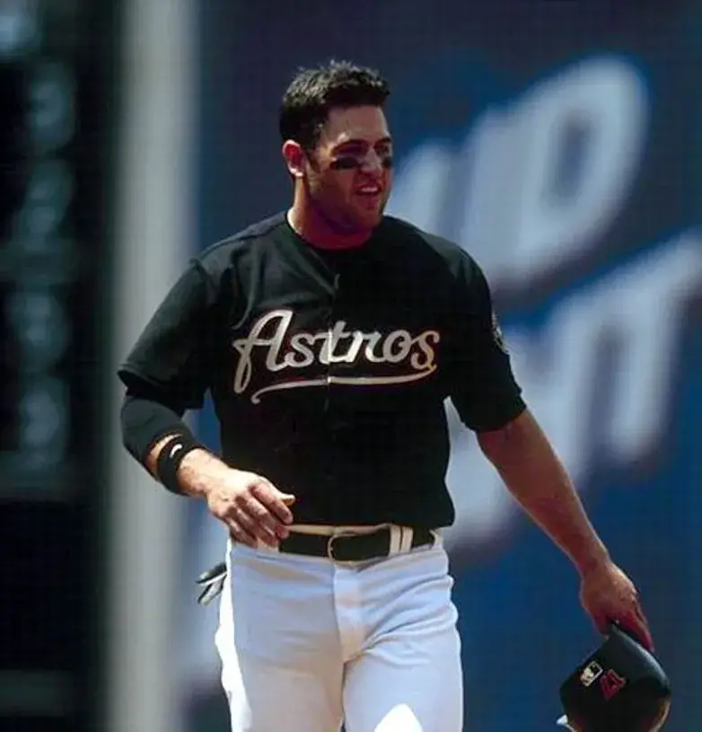 LANCE BERKMAN Houston Astros 2001 Alternate Majestic Baseball Throwback Jersey 