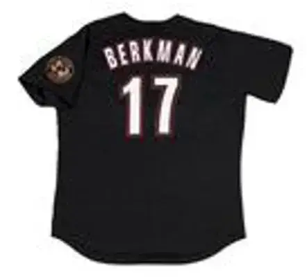 LANCE BERKMAN Houston Astros 2001 Alternate Majestic Baseball Throwback Jersey 
