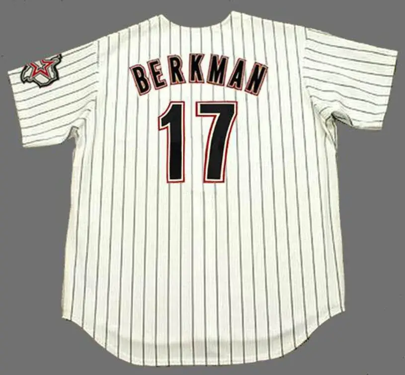 LANCE BERKMAN Houston Astros 2004 Majestic Throwback Home Baseball Jersey 