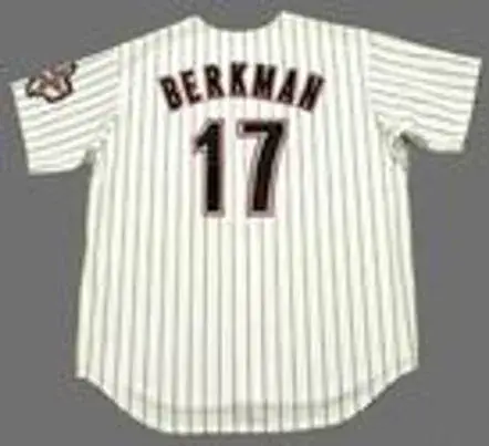 LANCE BERKMAN Houston Astros 2004 Majestic Throwback Home Baseball Jersey 