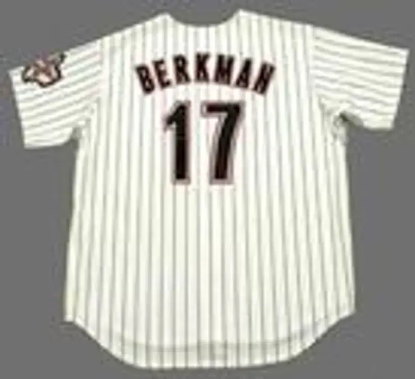LANCE BERKMAN Houston Astros 2004 Majestic Throwback Home Baseball Jersey 