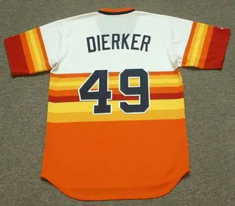 LARRY DIERKER Houston Astros 1970’s Majestic Cooperstown Throwback Baseball Jersey 