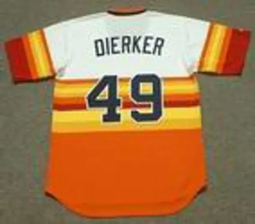 LARRY DIERKER Houston Astros 1970’s Majestic Cooperstown Throwback Baseball Jersey 
