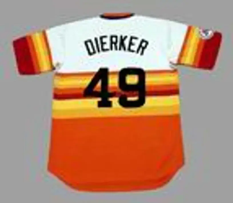 LARRY DIERKER Houston Astros 1976 Majestic Cooperstown Home Baseball Jersey 