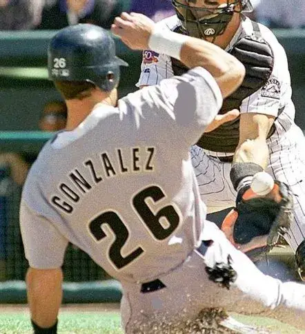 LUIS GONZALEZ Houston Astros 1997 Majestic Throwback Away Baseball Jersey 