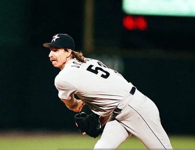 RANDY JOHNSON Houston Astros 1998 Majestic Throwback Away Baseball Jersey 