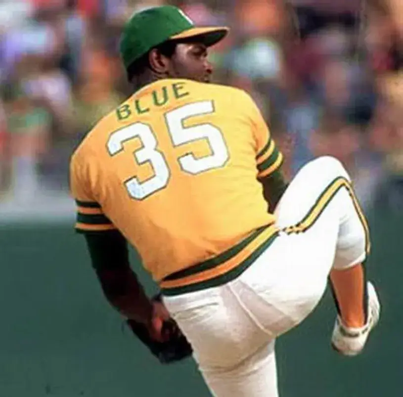 VIDA BLUE Oakland Athletics 1972 Majestic Cooperstown Throwback Baseball Jersey 