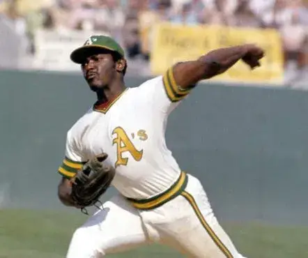 VIDA BLUE Oakland Athletics 1973 Home Majestic Throwback Baseball Jersey 