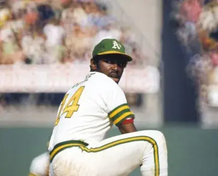 VIDA BLUE Oakland Athletics 1973 Home Majestic Throwback Baseball Jersey 