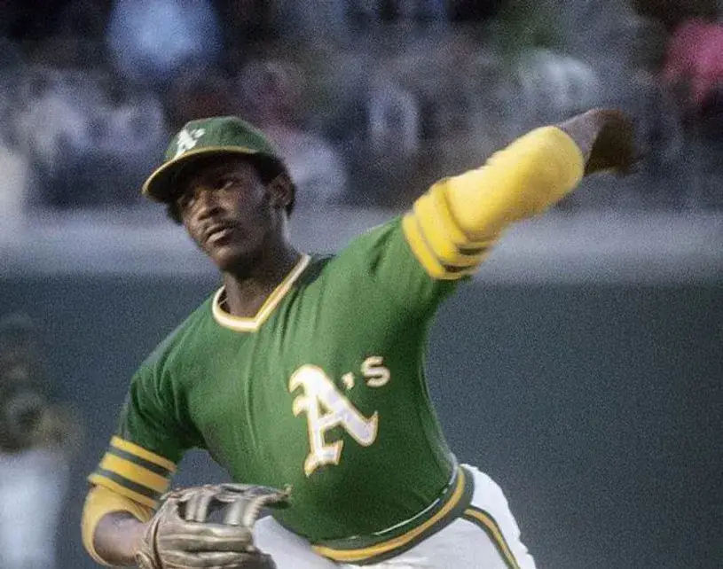 VIDA BLUE Oakland Athletics 1973 Majestic Cooperstown Away Baseball Jersey 