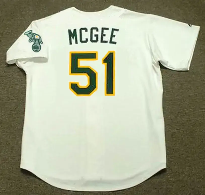 WILLIE McGEE Oakland Athletics 1990 Home Majestic Baseball Throwback Jersey 