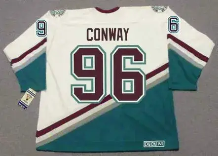 CHARLIE CONWAY Anaheim Mighty Ducks CCM NHL Throwback Hockey Jersey 