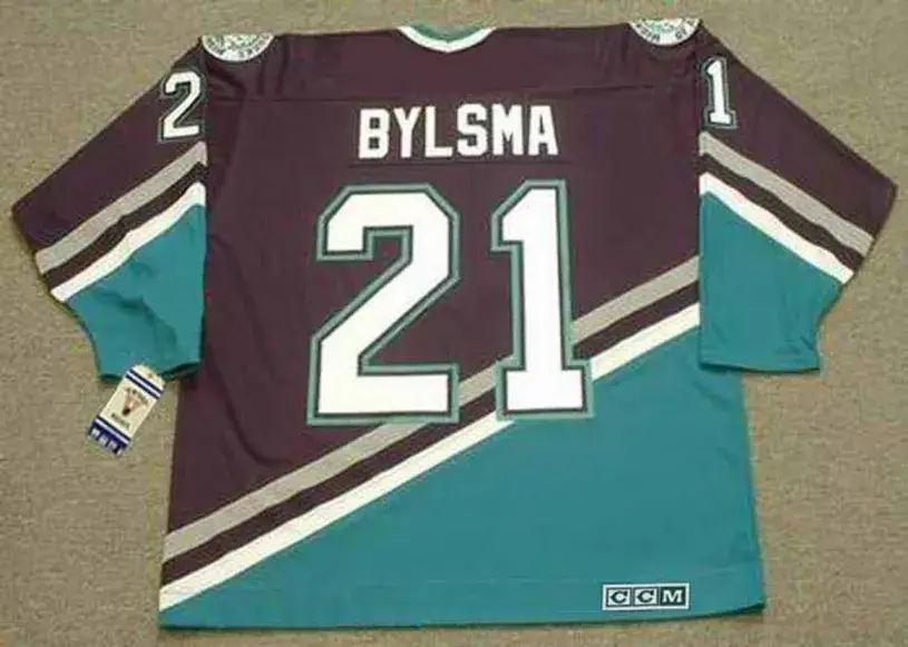 DAN BYLSMA Anaheim Mighty Ducks 2003 Away CCM NHL Vintage Throwback Jersey 