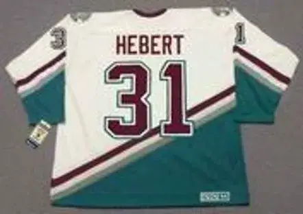 GUY HEBERT Anaheim Mighty Ducks 1995 Home CCM NHL Vintage Throwback Jersey 