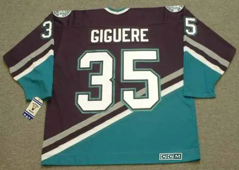 JEAN-SEBASTIEN GIGUERE Anaheim Mighty Ducks 2003 Away CCM Vintage Throwback Jersey 