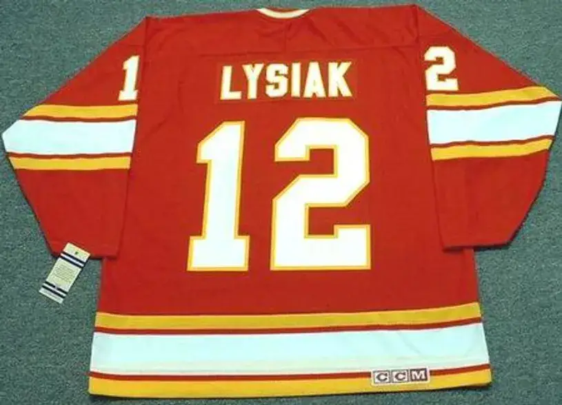 TOM LYSIAK Atlanta Flames 1977 CCM Vintage Throwback Away NHL Hockey Jersey 