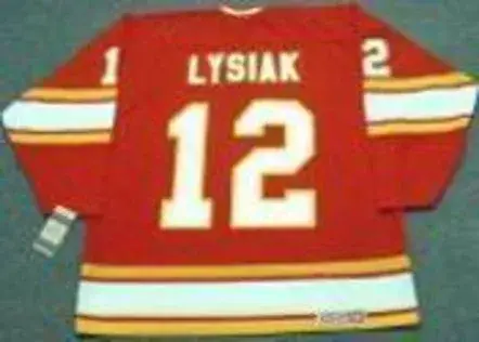 TOM LYSIAK Atlanta Flames 1977 CCM Vintage Throwback Away NHL Hockey Jersey 