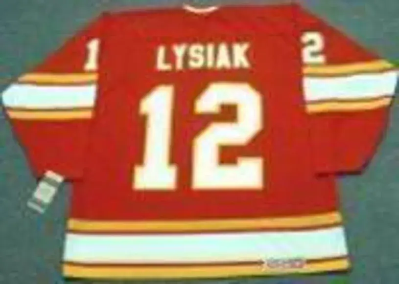 TOM LYSIAK Atlanta Flames 1977 CCM Vintage Throwback Away NHL Hockey Jersey 