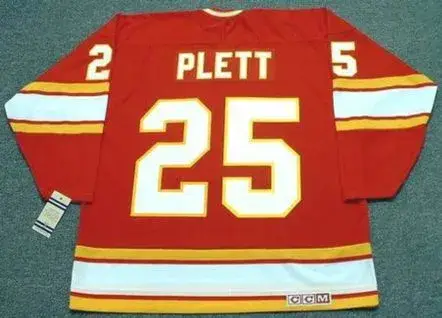 WILLI PLETT Atlanta Flames 1977 CCM Vintage Throwback Away NHL Hockey Jersey 