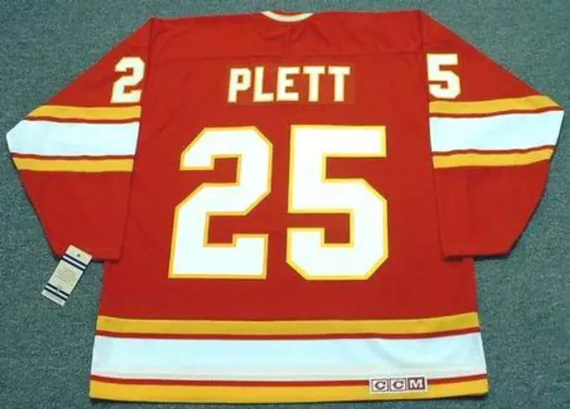 WILLI PLETT Atlanta Flames 1977 CCM Vintage Throwback Away NHL Hockey Jersey 