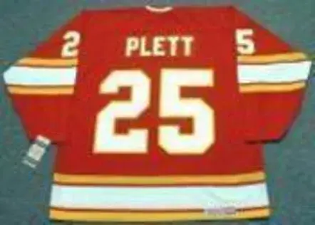 WILLI PLETT Atlanta Flames 1977 CCM Vintage Throwback Away NHL Hockey Jersey 