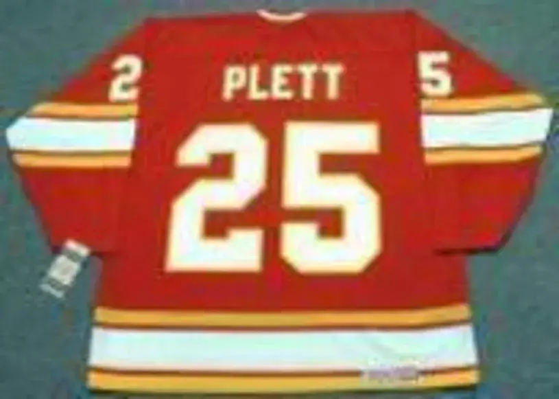 WILLI PLETT Atlanta Flames 1977 CCM Vintage Throwback Away NHL Hockey Jersey 