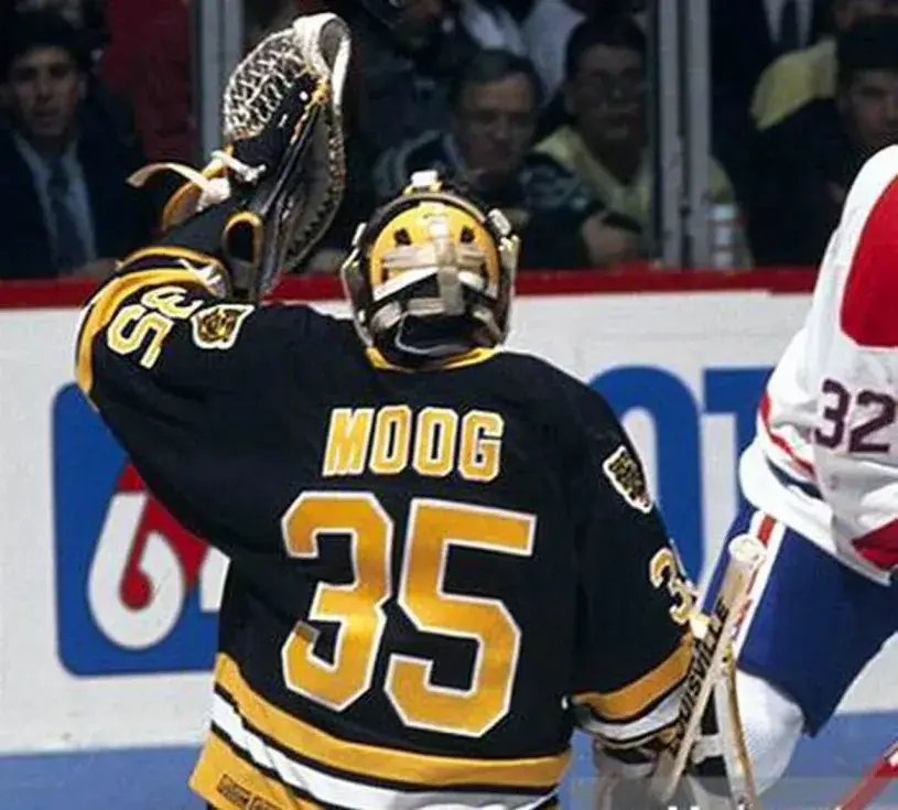 ANDY MOOG Boston Bruins 1990 Away CCM Throwback NHL Hockey Jersey 
