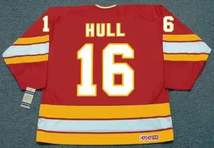BRETT HULL Calgary Flames 1987 CCM Throwback NHL Hockey Jersey 