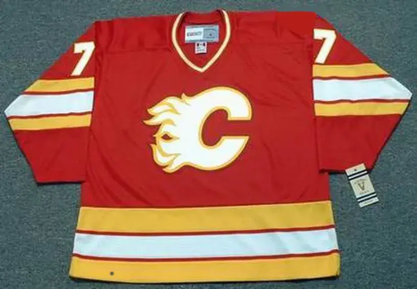 JOE MULLEN Calgary Flames 1980’s CCM Vintage Throwback Away NHL Hockey Jersey