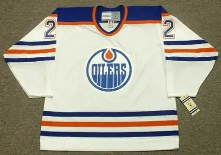 CHARLIE HUDDY Edmonton Oilers 1987 CCM Vintage Throwback Home NHL Jersey