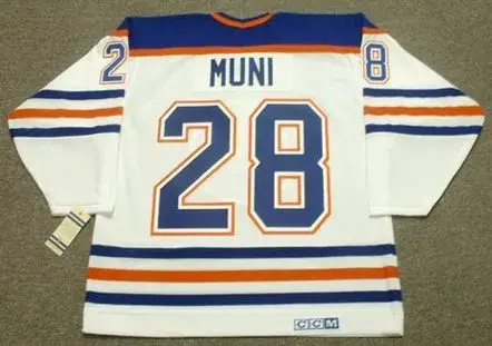 CRAIG MUNI Edmonton Oilers 1990 CCM Vintage Throwback Home NHL Jersey 