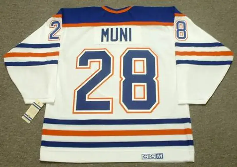 CRAIG MUNI Edmonton Oilers 1990 CCM Vintage Throwback Home NHL Jersey 