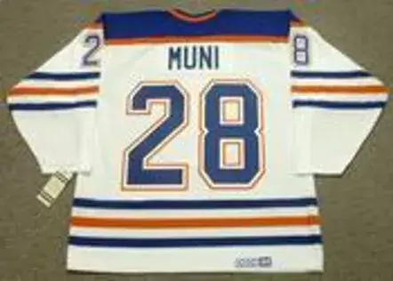 CRAIG MUNI Edmonton Oilers 1990 CCM Vintage Throwback Home NHL Jersey 