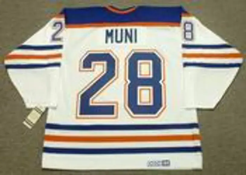 CRAIG MUNI Edmonton Oilers 1990 CCM Vintage Throwback Home NHL Jersey 