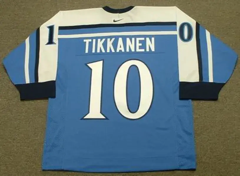 ESA TIKKANEN 1998 Team Finland Nike Olympic Throwback Hockey Jersey 