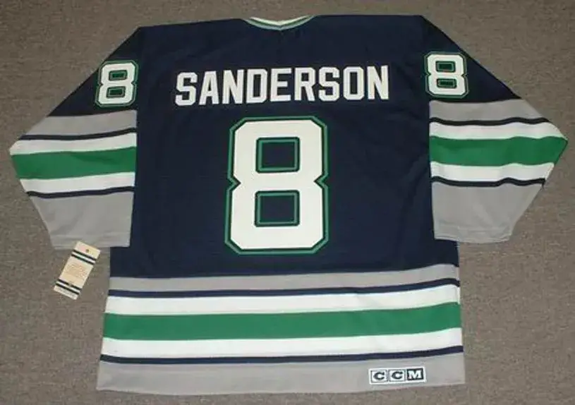 GEOFF SANDERSON Hartford Whalers 1993 Away CCM Vintage Throwback NHL Jersey 