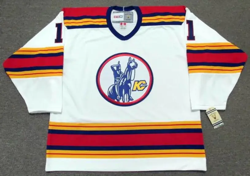 DENIS HERRON Kansas City Scouts 1975 CCM Vintage Throwback Home NHL Jersey