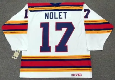 SIMON NOLET Kansas City Scouts 1975 CCM Vintage Throwback Home NHL Jersey 