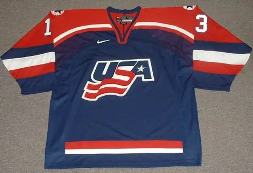 BILL GUERIN 2002 USA Nike Olympic Throwback Hockey Jersey