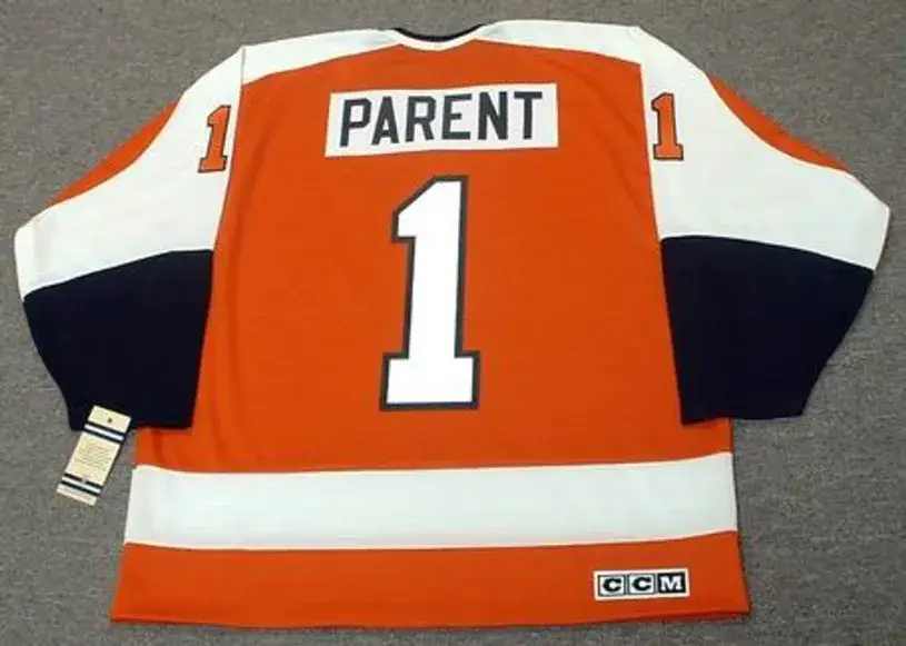 BERNIE PARENT Philadelphia Flyers 1974 Away CCM Throwback NHL Hockey Jersey 