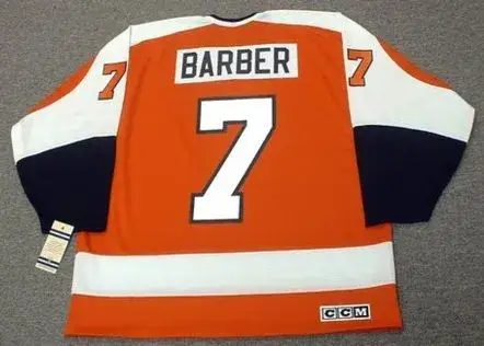 BILL BARBER Philadelphia Flyers 1974 CCM Vintage Throwback Away NHL Jersey 