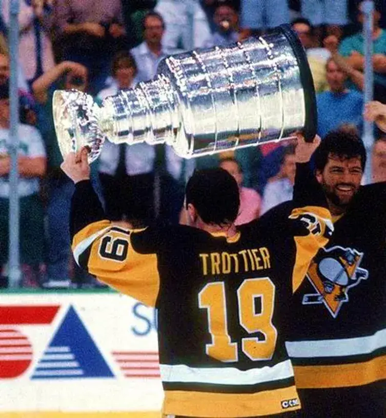 BRYAN TROTTIER Pittsburgh Penguins 1992 Away CCM Throwback NHL Hockey Jersey 