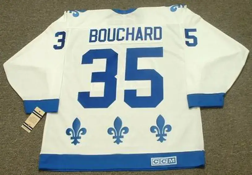 DAN BOUCHARD Quebec Nordiques 1984 CCM Vintage Throwback Home Hockey Jersey 