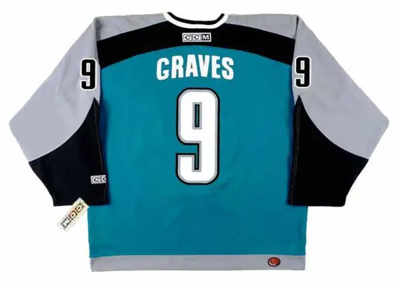 ADAM GRAVES San Jose Sharks 2001 CCM Throwback NHL Hockey Jersey 