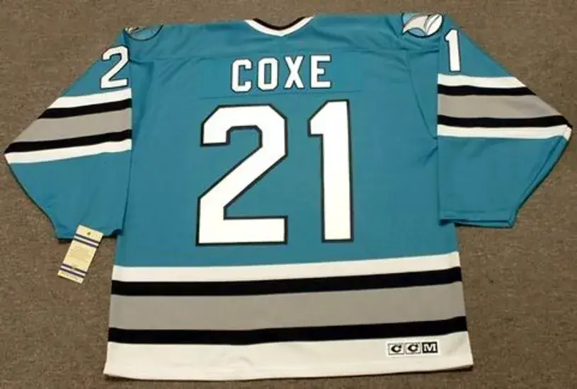 CRAIG COXE San Jose Sharks 1992 CCM Vintage Throwback NHL Hockey Jersey 