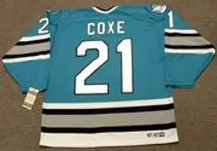 CRAIG COXE San Jose Sharks 1992 CCM Vintage Throwback NHL Hockey Jersey 