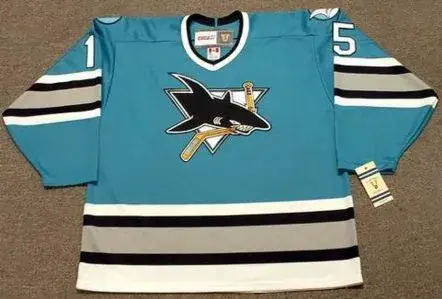 CRAIG JANNEY San Jose Sharks 1995 CCM Vintage Throwback NHL Hockey Jersey